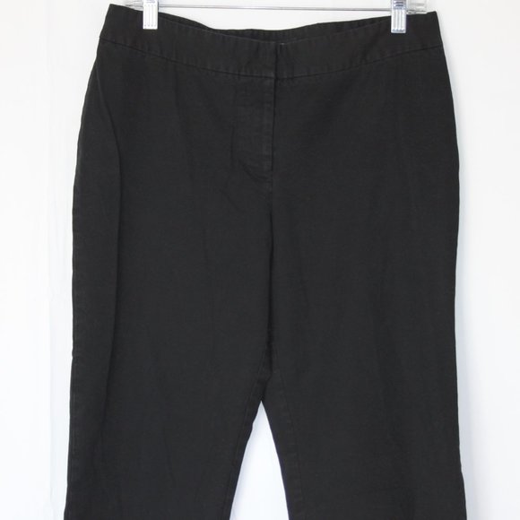 INC INTERNATIONAL CONCEPTS BLACK HIGH ANKLE PANTS SZ 12 FLAT FRONT BUTTONS COTTO - Picture 4 of 15